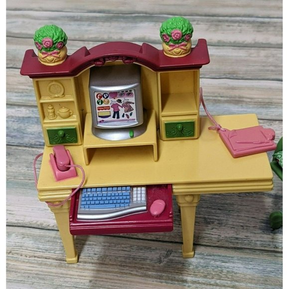 Fisher Price Loving Family Dollhouse HOME OFFICE COMPUTER DESK & CHAIR SET - Picture 2 of 5